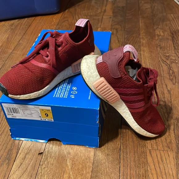•ADIDAS•BURGUNDY COLLEGIATE ORIGINAL NMD_R1 SNEAKERS SIZE 6 WITH BOX. VGUC - Picture 7 of 10